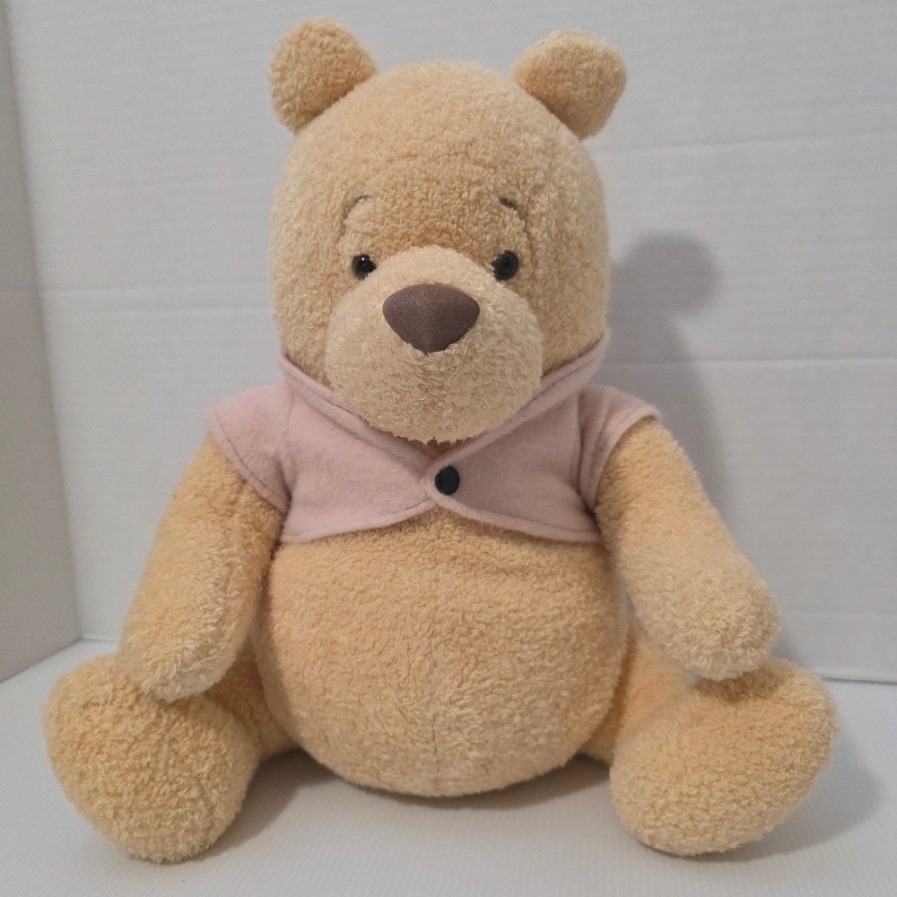 Disney Winnie the Pooh Plush Large Tan Pink Excellent Jointed Vintage Parks